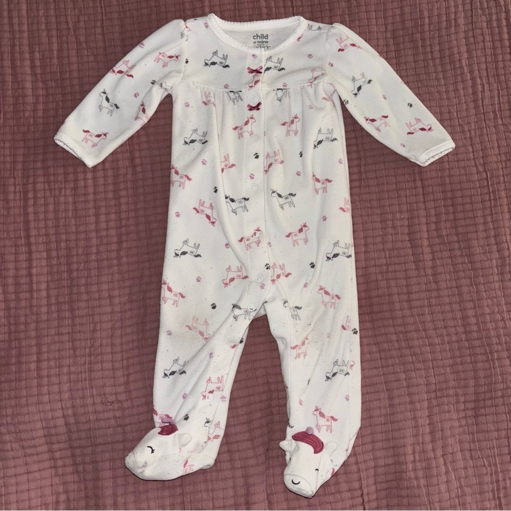 Carter's Pink and White Floral Footed One Piece